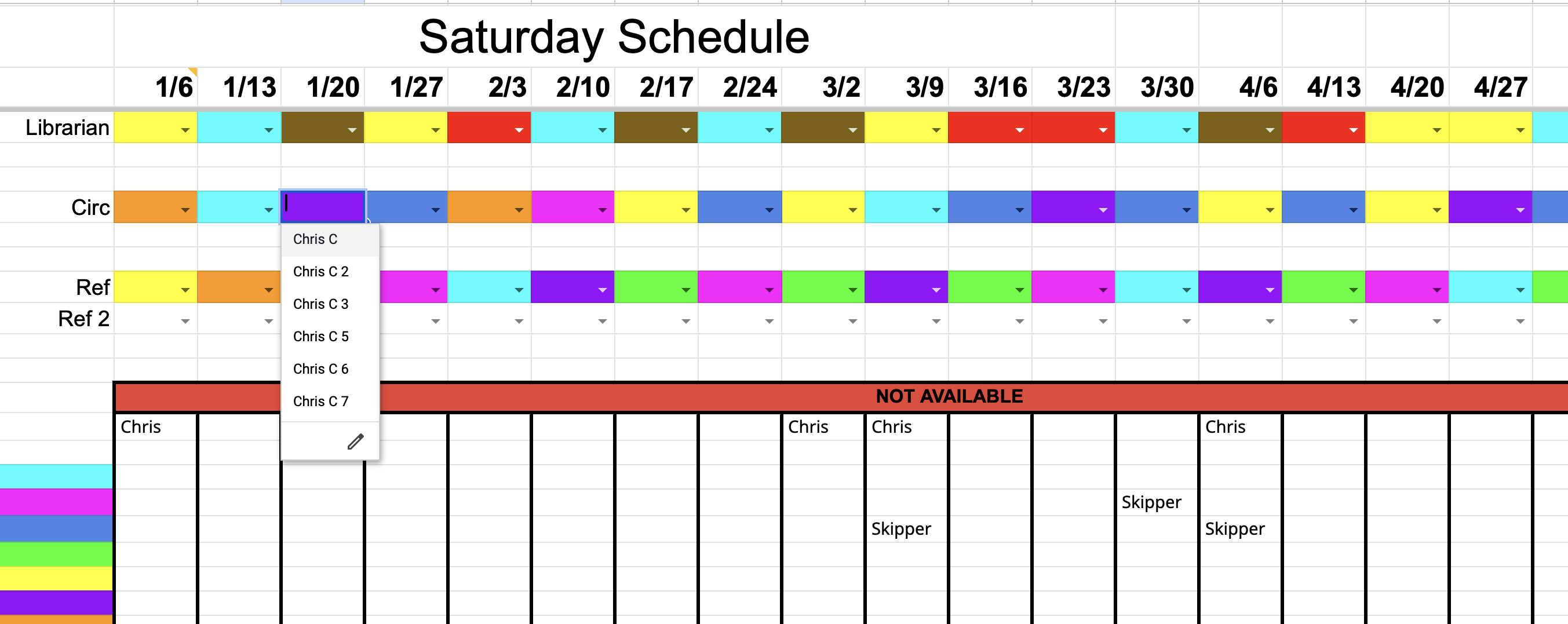 Screenshot of google sheets spreadsheet ,